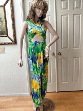 Floral Jumpsuit in Green & Blue with Versatile Panels